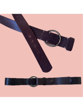 Vintage L’Officiel Italian Leather Ring Belt Brown Brass Size M Made in Canada